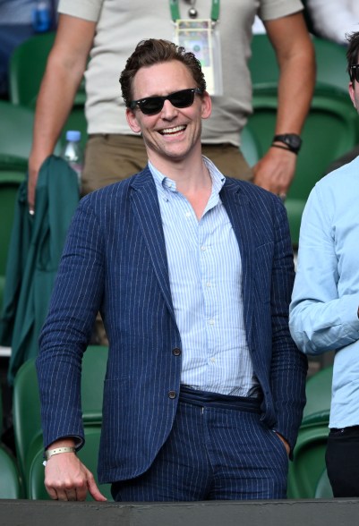 Tom Hiddleston attends Wimbledon on July 7, 2023.