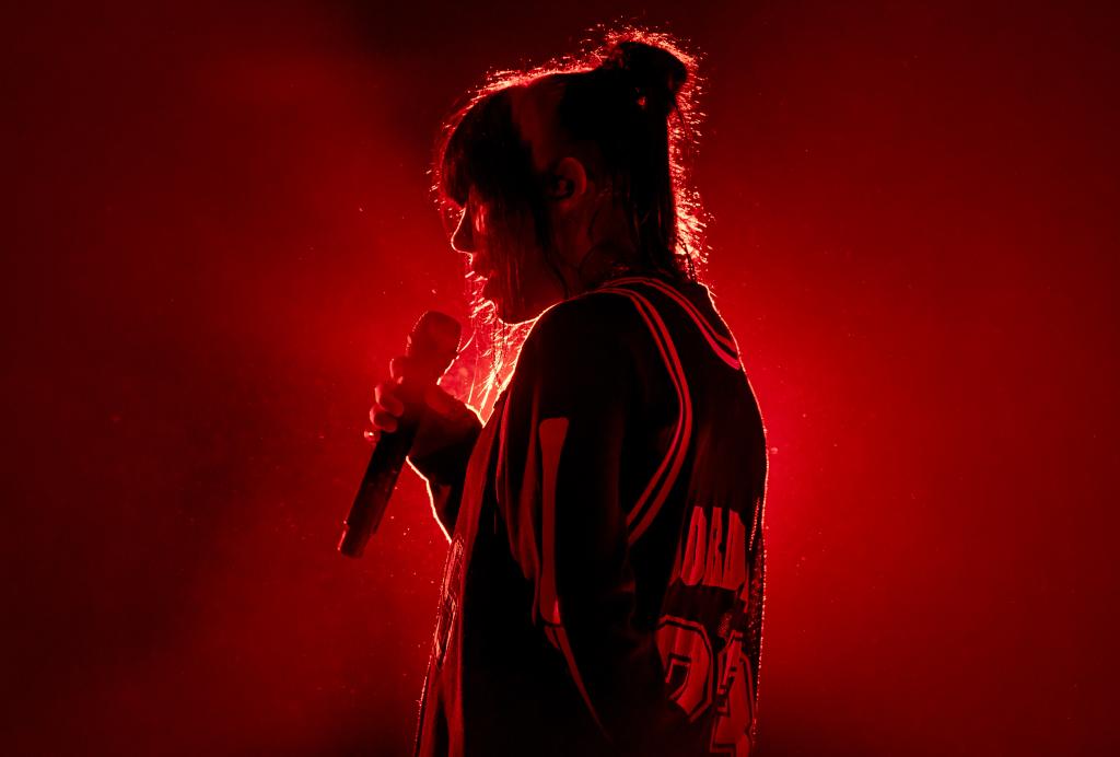 Billie EIlish performing at Lollapalooza 2023