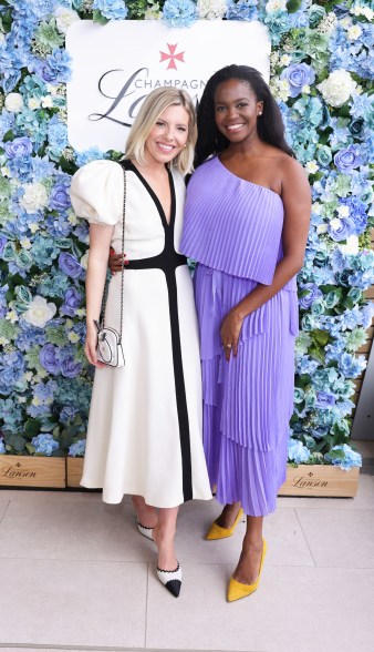 The Saturdays star Mollie King attends Champagne Lanson's suite with Oti Mabuse at Wimbledon on July 3, 2023.