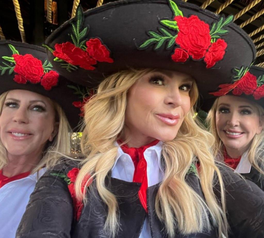 Vicki Gunvalson, Tamra Judge and Shannon Beador wearing sombreros.