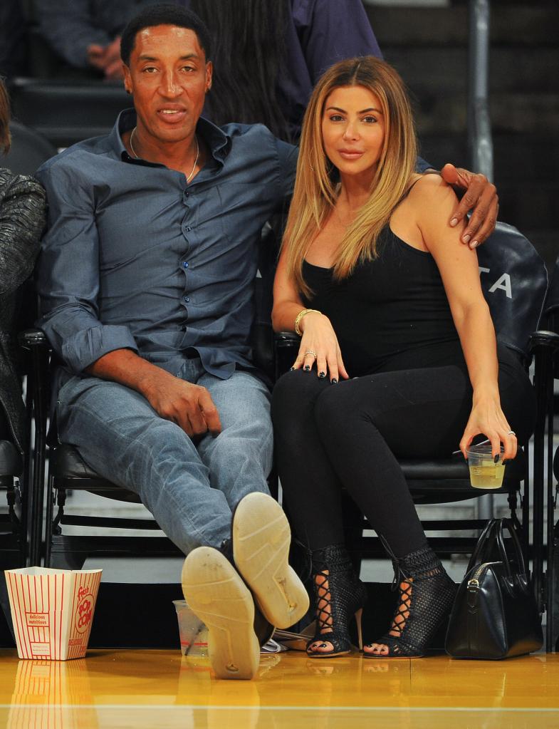 Scottie Pippen and Larsa Pippen at an NBA game.