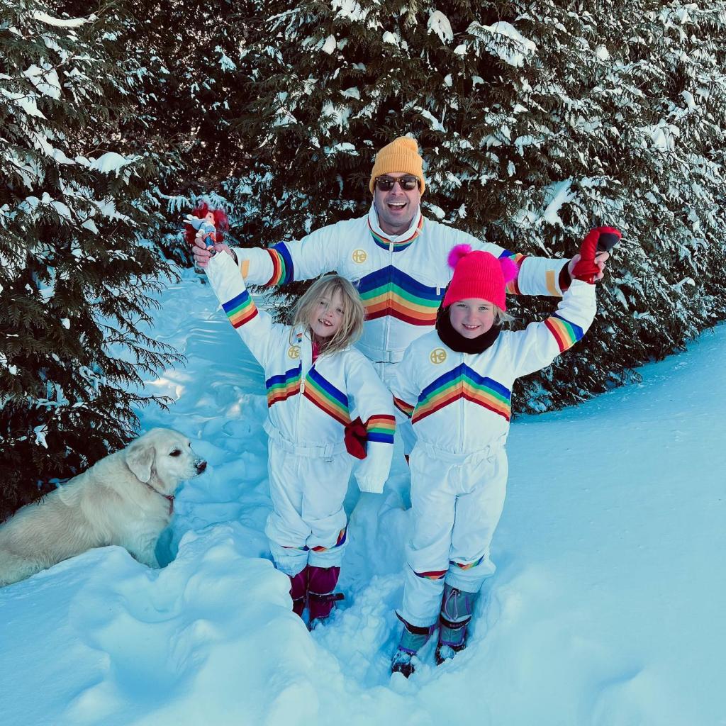 Jimmy Fallon in the snow with his daughters. 