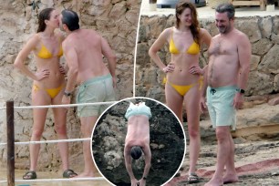 Jon Hamm and Anna Osceola on their honeymoon in Mallorca, Spain.