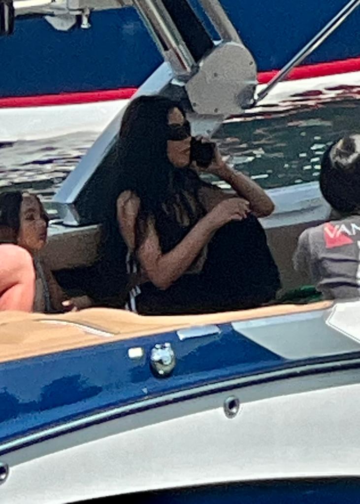 Kim Kardashian on a boat in Idaho.