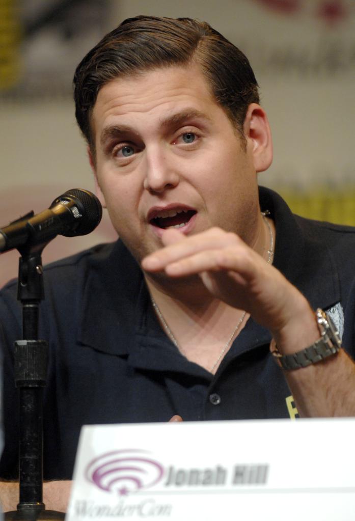 jonah hill speaking into a mic