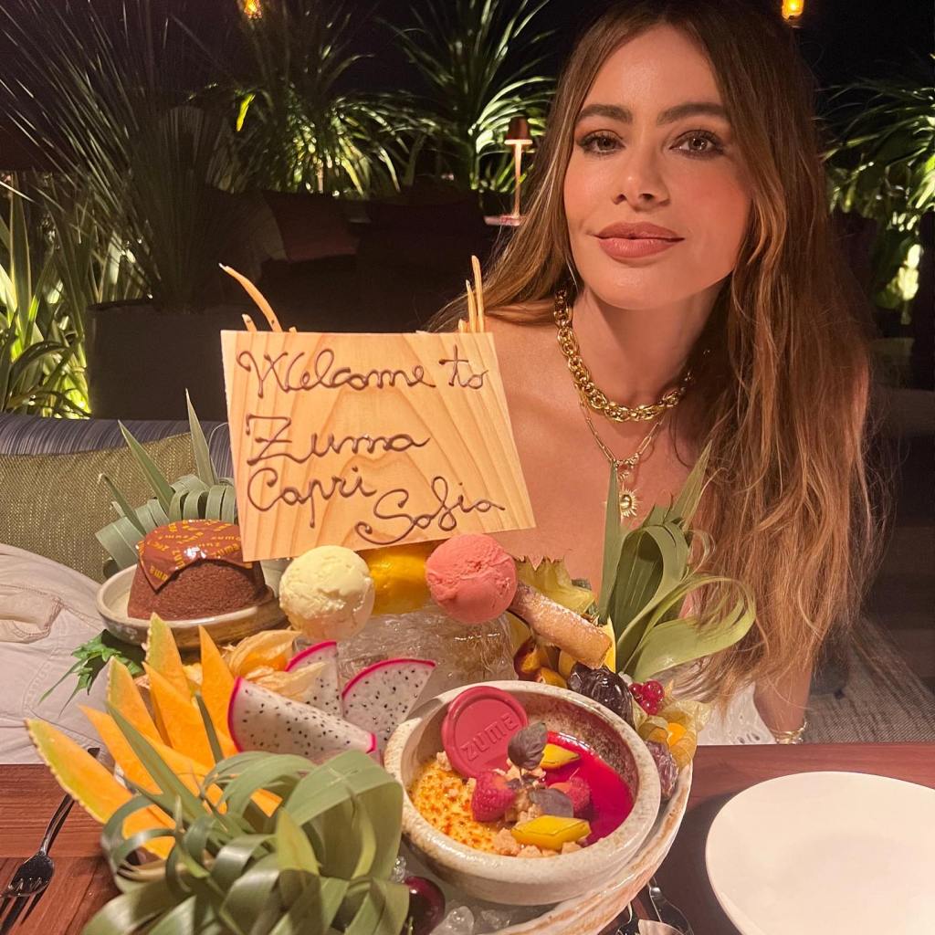 Sofia Vergara with desserts