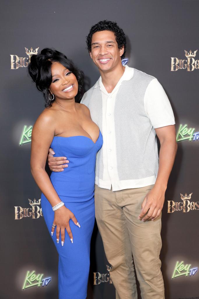 Keke Palmer and Darius Jackson on a red carpet. 