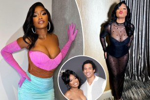 A split of Keke Palmer in sexy outfits and a photo of her with boyfriend Darius Jackson.