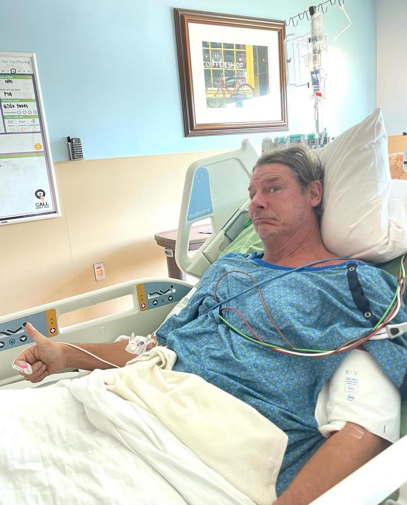 Ty Pennington in a hospital bed.