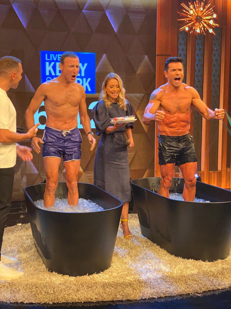 Mark Consuelos standing in an ice tub