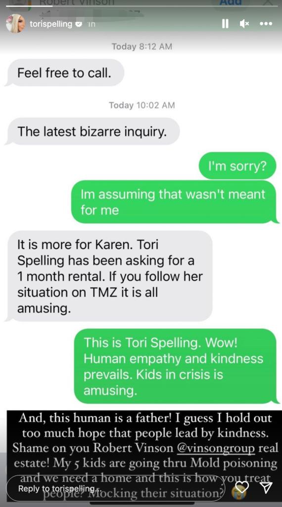 Tori Spelling's texts.