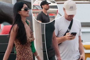 Leonardo Dicaprio, Neelam Gill and Tobey Maguire in St. Tropez.