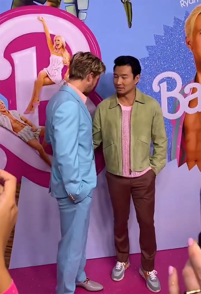 Ryan Gosling and Simu Liu on "Barbie" red carpet in Canada.