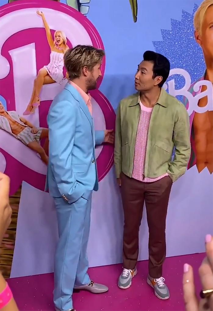 Ryan Gosling and Simu Liu on a "Barbie" red carpet.