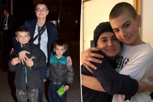 Sinéad O'Connor split image with her kids.