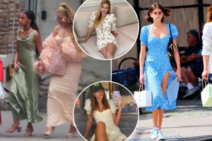 Blue Ivy, Hailey Bieber, Kaia Gerber and Apple Martin wearing Reformation dresses