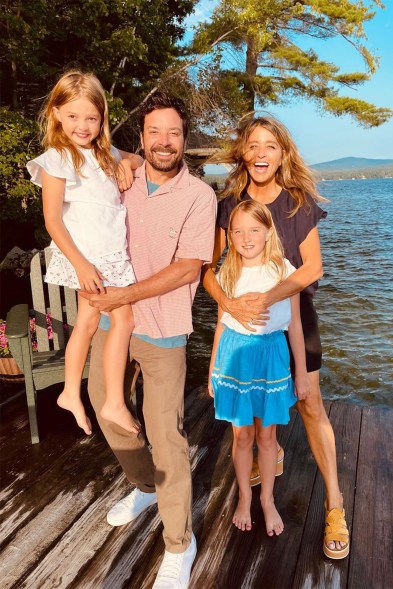 LADIES & A GENTLEMAN: Even if he’s outnumbered, Jimmy Fallon couldn’t be happier with his girls by his side: Frances (from left), 8, Winnie, 9, and wife Nancy Juvonen.