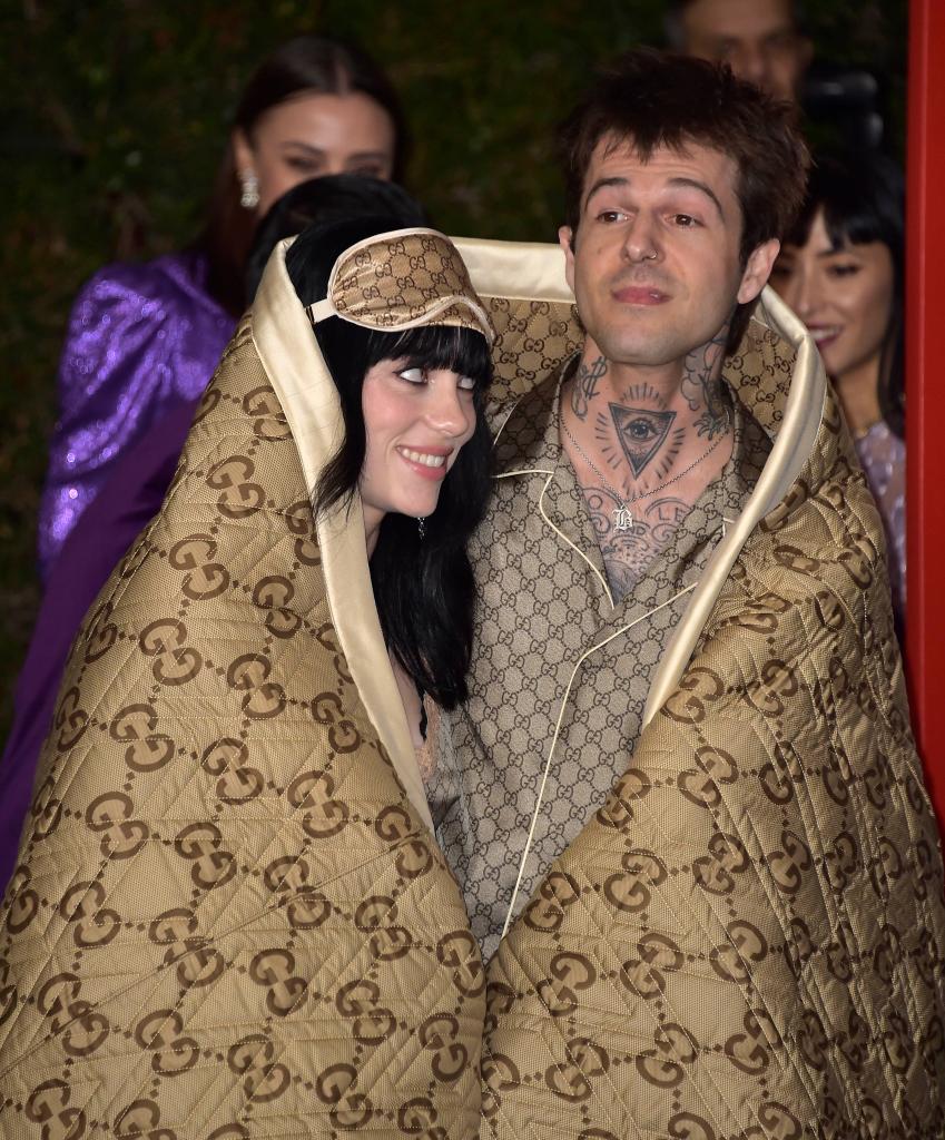 Billie Eilish and Jesse Rutherford in Gucci pajamas, blanket