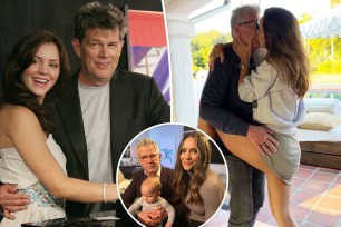 Katharine McPhee and David Foster, as well as an inset with son Rennie