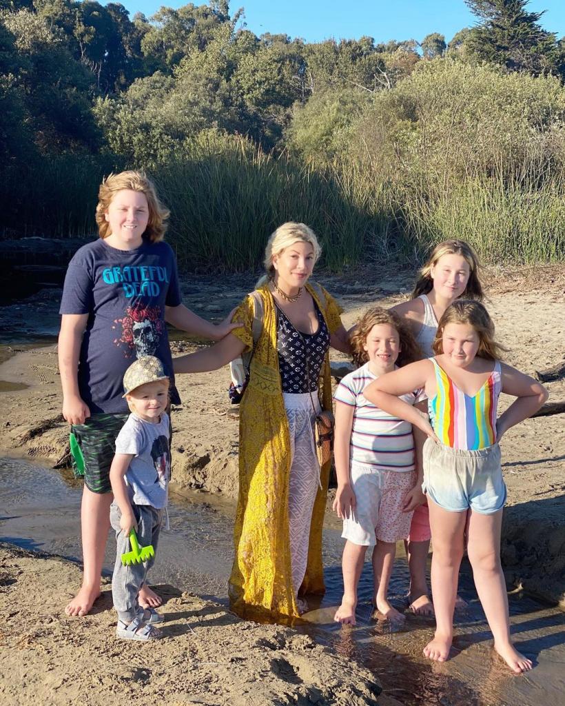 Tori Spelling and her kids.