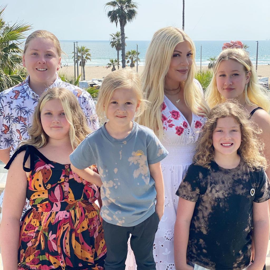 Tori Spelling and her kids.