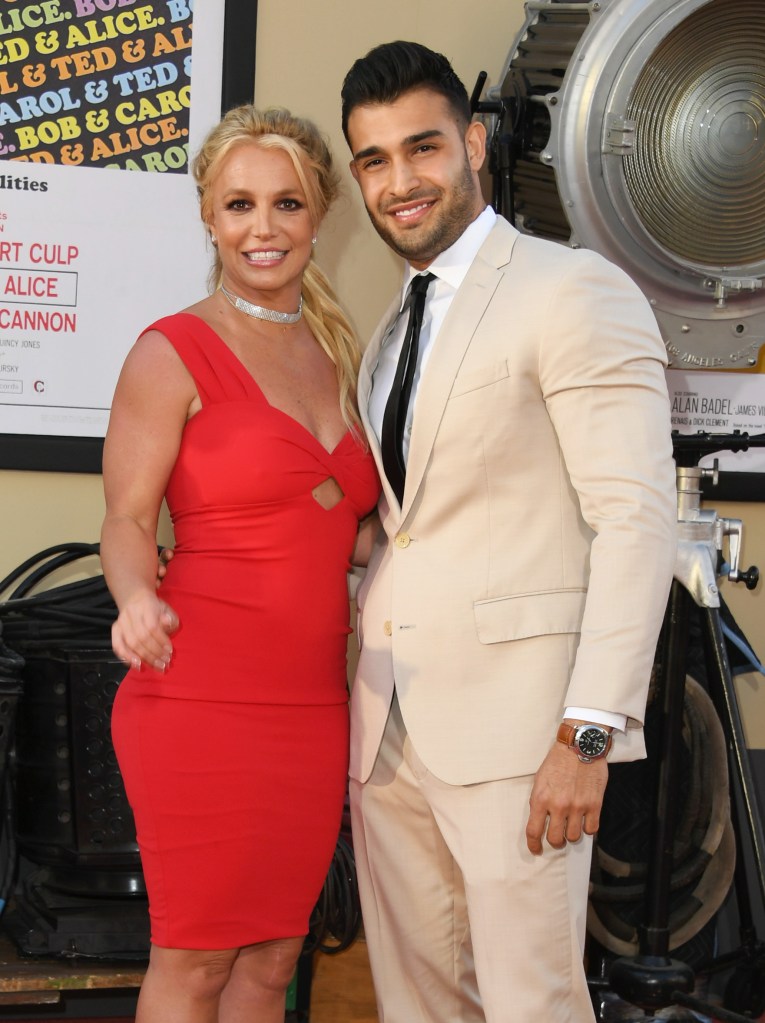 A photo of Britney Spears and Sam Asghari on the red carpet
