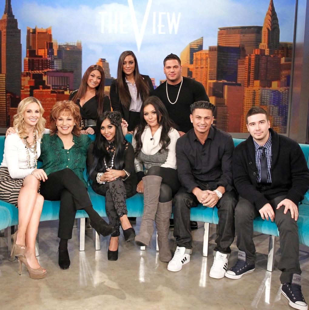 The "Jersey Shore" cast posing on "The View"