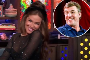 Brynn Whitfield talking on "WWHL" and a small photo of Shep Rose