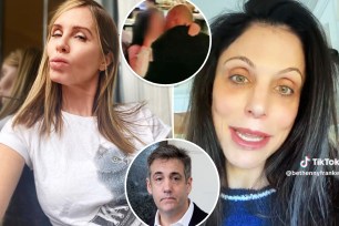 A split photo of Carole Radziwill and a selfie of Bethenny Frankel and a small photo of Michael Cohen and Tom D'Agostino kissing another woman
