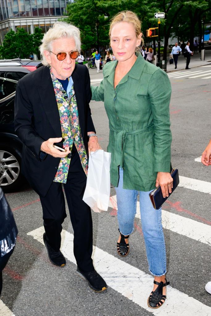 Uma Thurman accompanied her father, Robert Thurman.