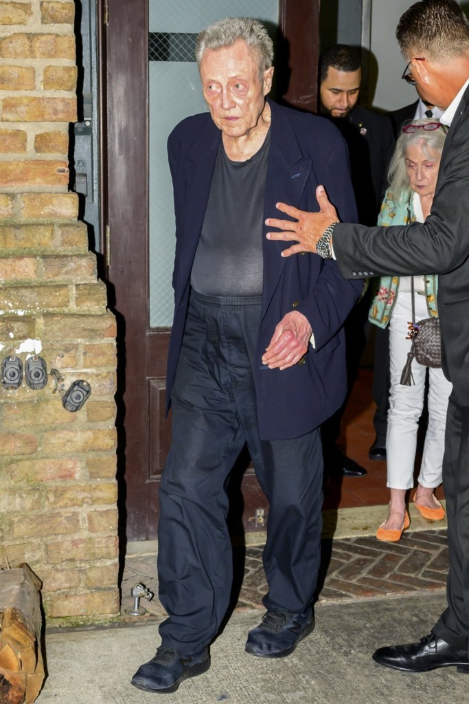 Actor Christopher Walken departs the party.