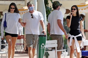 Leonardo DiCaprio, 48, and model Vittoria Ceretti, 25, split image.