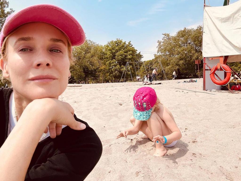 Diane Kruger at the beach with her daughter, Nova.