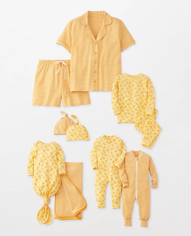 A yellow family matching pajama set