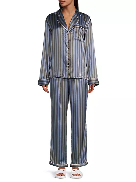 A model in striped pajamas