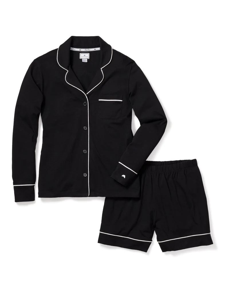 A black piped pj set