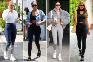 Jennifer Lopez, Lori Harvey, Hailey Bieber and Sofia Richie wearing leggings