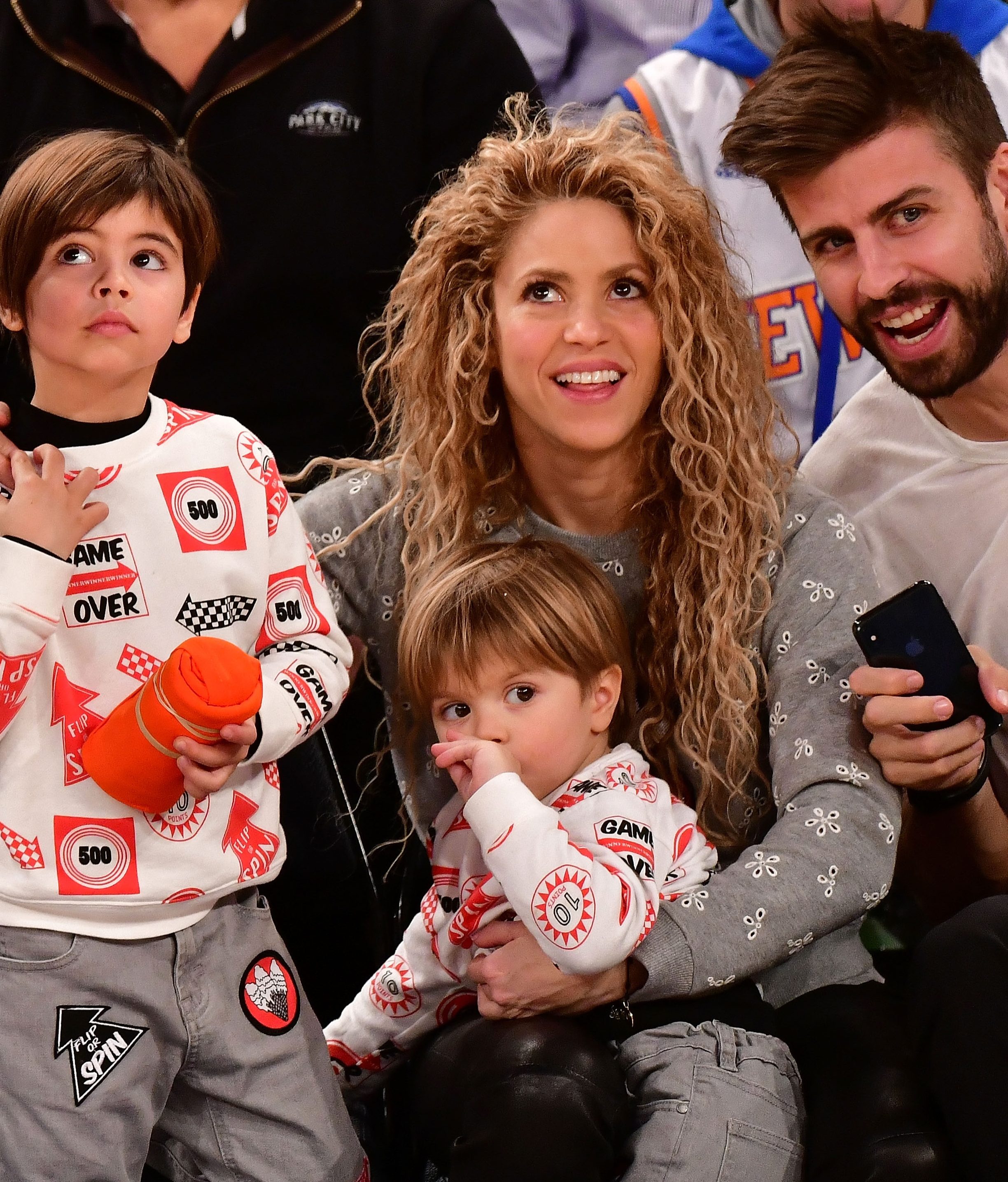 Shakira and Gerard Pique with sons