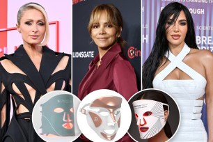 Paris Hilton, Halle Berry and Kim Kardashian with insets of LED masks