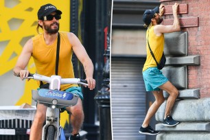 Jared Leto climbing split image.