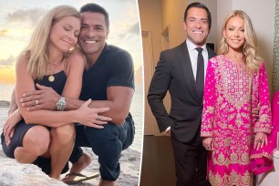 Split image of Kelly Ripa and Mark Counsuelos.