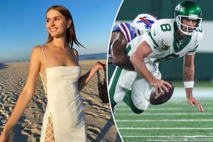 Aaron Rodgers and Mallory Edens split image.
