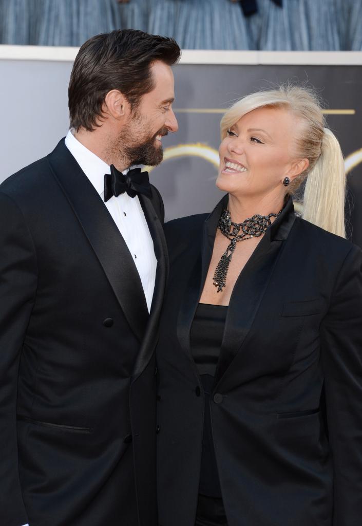 Hugh Jackman and Deborra-Lee Furness at the 2013 Oscars. 