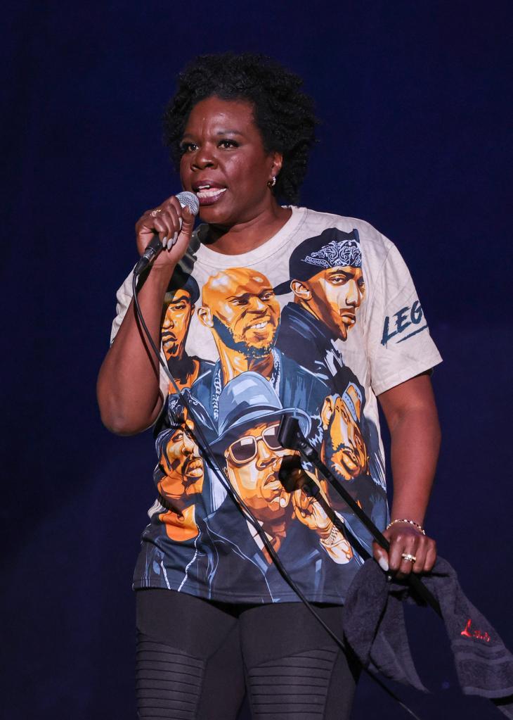 Leslie Jones performing on stage.