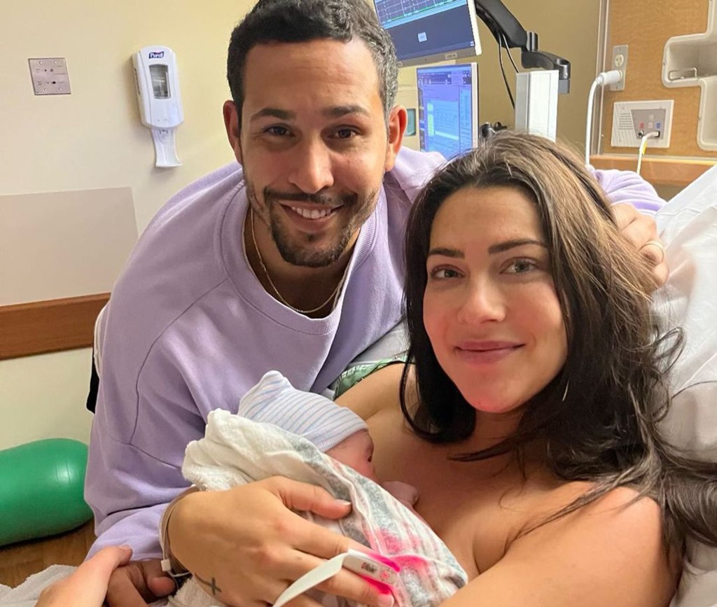 Becca Kufrin and Thomas Jacobs with son Benson