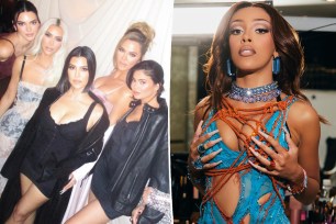 A split of The Kardashian-Jenners and Doja Cat
