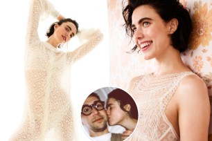 Margaret Qualley, as well as an inset of the actress with Jack Antonoff
