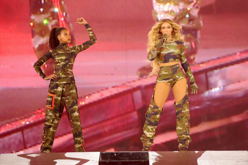 Blue Ivy Carter and Beyonce on stage