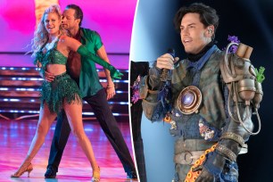 A split photo of Ariana Madix and Pasha Pashkov dancing and Tom Sandoval singing