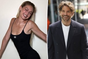 Gigi Hadid and Bradley Cooper split image.